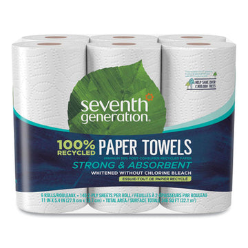 Seventh Generation® 100% Recycled Paper Kitchen Towel Rolls, 2-ply, 11 X 5.4 Sheets, 140 Sheets-rl, 6-pk freeshipping - TVN Wholesale